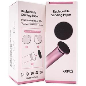 1 Box (60pcs) Replacement Sandpaper Pad Disks Discs (80 Grit&100 Grit) for Electric Foot File Callus Remover Machine
