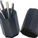 3 x HIIMIEI Desk Pen Holder - Octagonal Pencil Holder with 10mm Base, Idea Gift for Family and Friends - 2pcs (Gray)