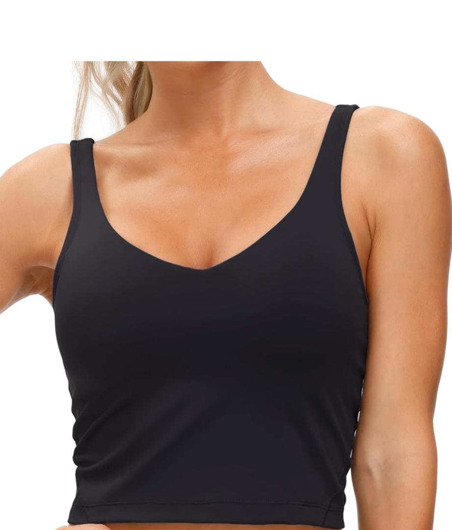 THE GYM PEOPLE Womens' Sports Bra Longline Wirefree Padded with Medium Support M