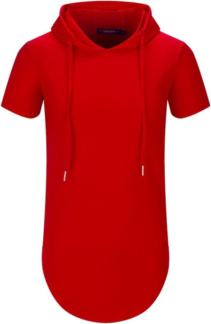 Aiyino Men's Short Sleeve Fashion Athletic Hoodies Sport Sweatshirt Hip Hop Pullover (3X-Large, Red)