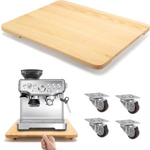 360 Rolling Tray for Coffee Maker, Sliding Tray Countertop Appliance Slider with Rubber Wheels for Heavy Kitchen Appliances, Easily from Under Cabinet (13W x 16D, Natural)