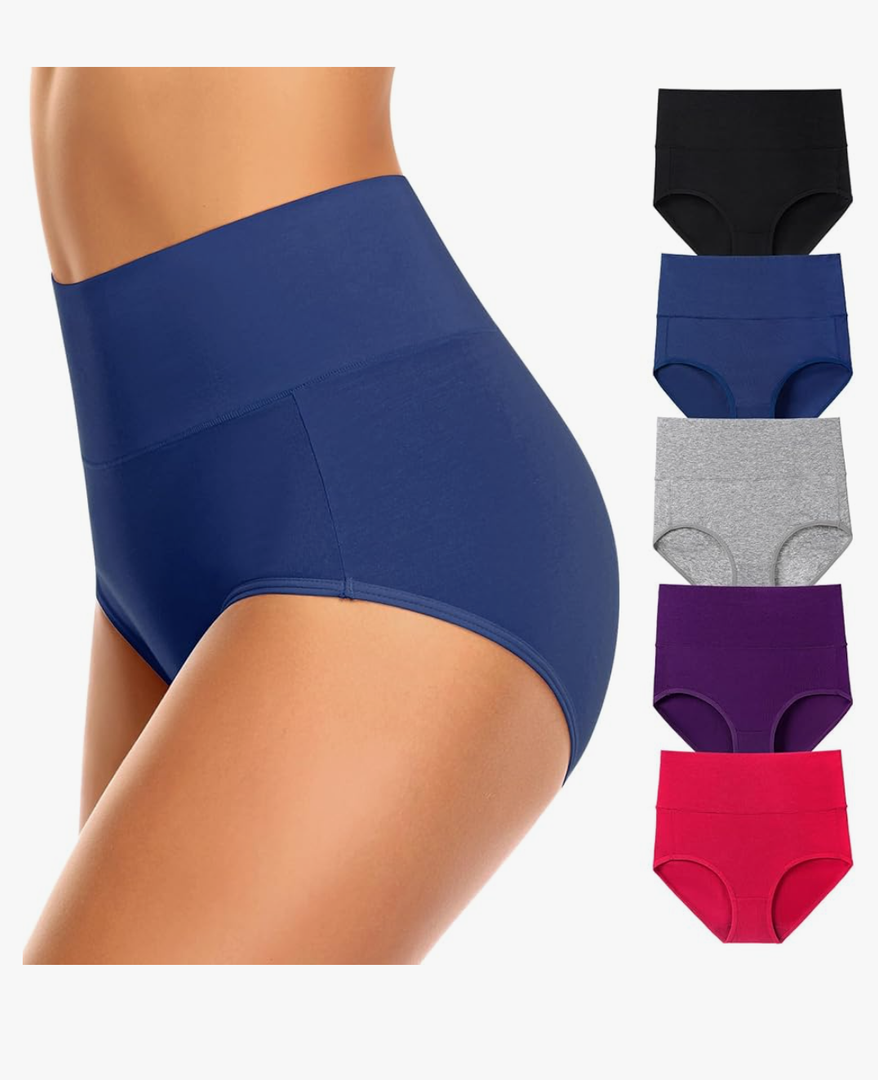 OLIKEME High Waisted Underwear for Women Tummy Control Cotton Panties Postpartum Ladies Briefs Multipack(5 XL size)