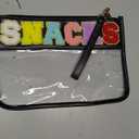 Snack Bag for Travel - Clear Chenille Varsity Letter Flat Pouch with Zipper, 12.28.46 inch Waterproof Clear Nylon Preppy Patch Makeup Cosmetic tote Bags for Women Girls