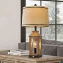 23.75" Farmhouse Table Lamps USB A+C Charging Ports 3-Way Dimmable Touch Control Lamp Nightlight Vintage Modern Lamp for Living Room Bedroom with 2 Light Sources (Wood)