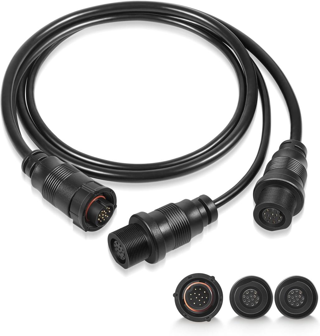 14 M ID SIDB Y Splitter Cable 720111-1 for Humminbird SOLIX/APEX/XPLORE Fish Finders, Connects Side Imaging & 2D Transducers, Supports Airmar Transducer ID, 30-Inch Marine-Grade Y Splitter Cable