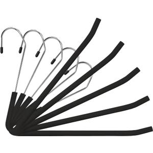 Spring Fever Space Saving Open Ended Heavy Duty Chrome Plating Non Slip Friction Foam Coated Slack Pants Trousers Hangers Black 5