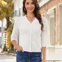 Bbonlinedress Women's 3/4 Short Sleeve Cardigans Lightweight Winter Cropped Sweater Button Up Knit Tops Shrug 2025 (White, S)