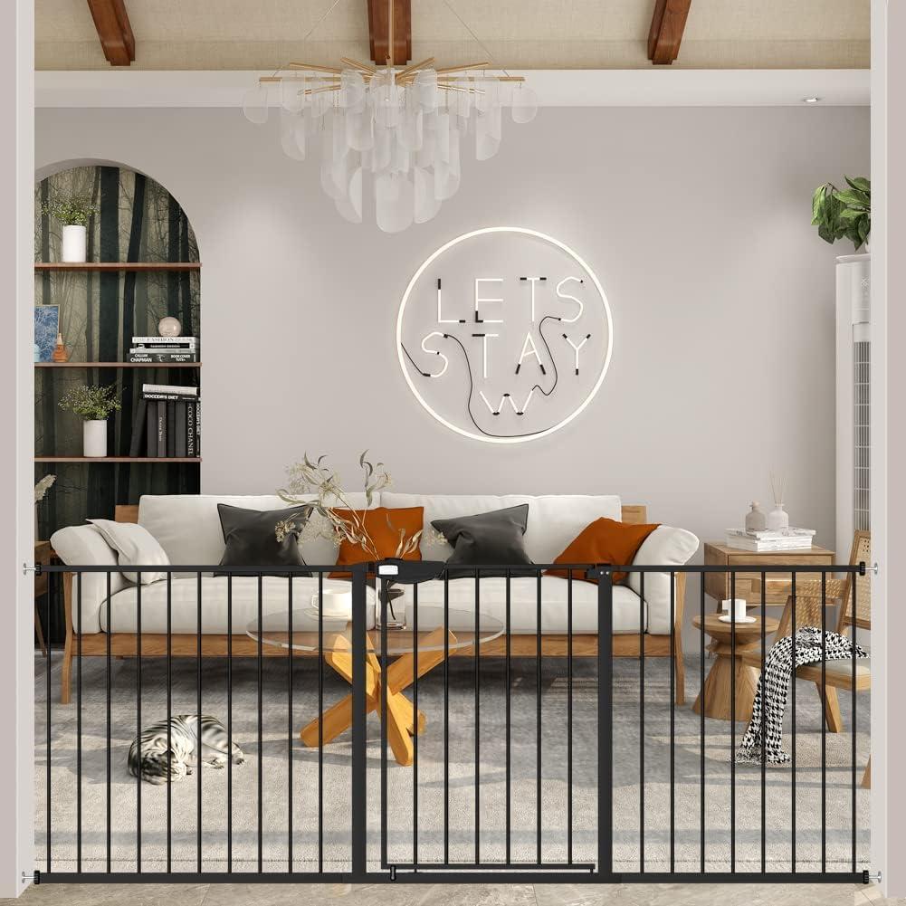 DEARBB Triple Lock Baby Gate for Stairs Doorways and House 31" to 86" Extra Wide Pressure Mounted Easy Walk Through Auto Close Safety Pet Gate Black 67.32-76.77"