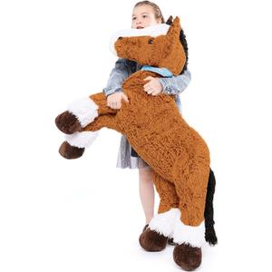 Tezituor 4 Feet Darkbrown Horse Stuffed Animals, 47Inches Realistic Stuffed Pony Plush Toys for Ridding, Hugging Soft Horse Plush Body Pillow Christmas Birthday Gift for Boys Girls