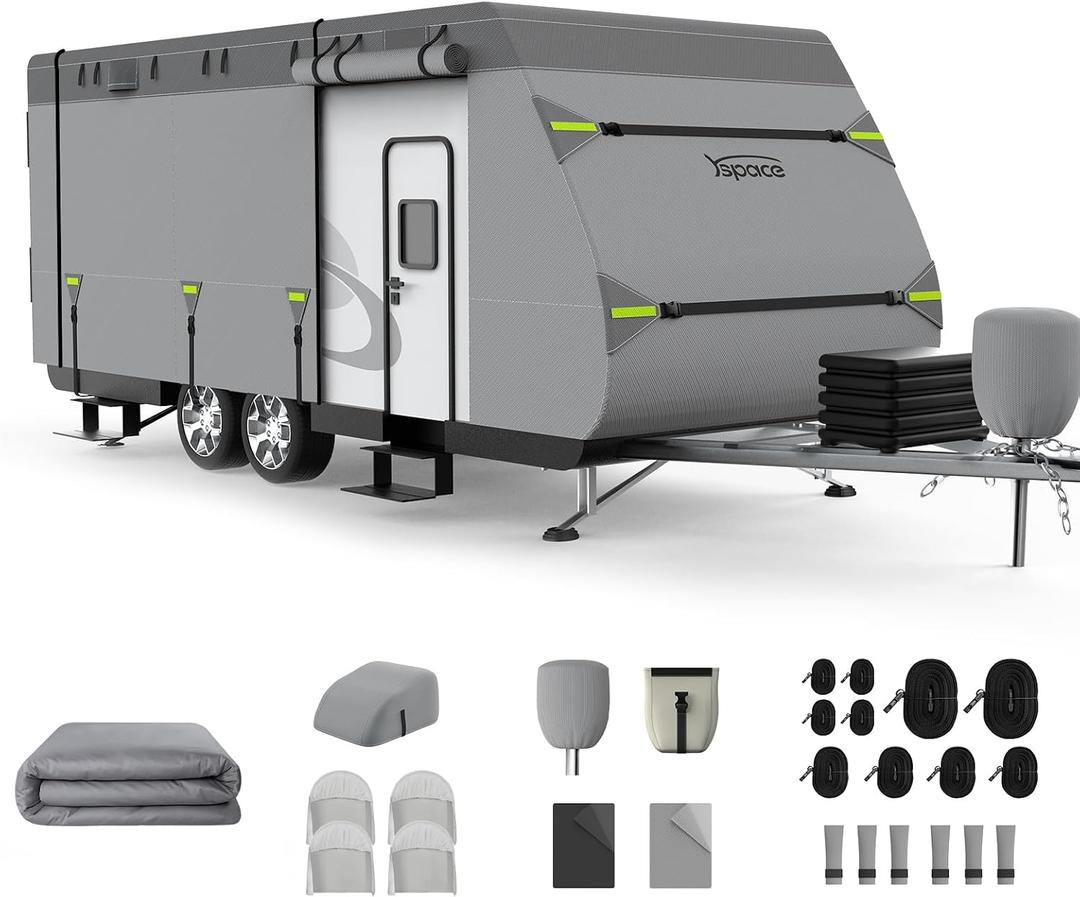 YSPACE 8-Layer RV Cover 22-24 ft, Waterproof Travel Trailer Cover