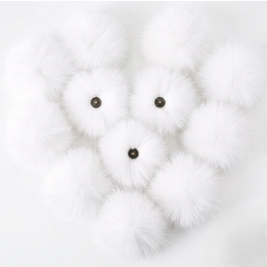 Juinte 4 Pcs 6 Inch Large Fur Pom Pom Balls for Hats Fluffy Faux Fur Pompom Balls with Snap Button for Hat Shoes Scarves Bag Charms DIY Crafts
