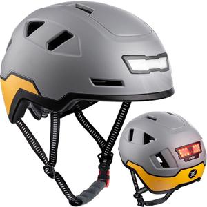 Bike Helmet with LED Lights - Urban Bicycle Helmet for Adults, Men & Women - CPSC & NTA-8776 Dual Certified - Class 3 E-Bikes, Scooters, Onewheel, Commuter, Mountain (Gull)