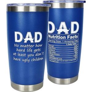 KYR Fathers Day Gift From Daughter, Son, Birthday Gifts for Dad, 20 Oz Tumbler Coffee Travel Cup, Christmas Gifts, Presents Idea for New Dad, Father, Double-Wall Insulated Stainless Steel Tumbler KYR Fathers Day Gift From Daughter, Son, Birthday Gifts for Dad, 20 Oz Tumbler Coffee Travel Cup, Christmas Gifts, Presents Idea for New Dad, Father, Double-Wall Insulated Stainless Steel Tumbler