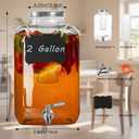 2 Gallon Glass Drink Dispenser with Stainless Steel Spigot,1 Pack Glass Beverage Dispenser Water Lemonade Dispensers for Parties