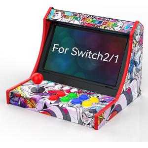 Retro Arcade Stick for Switch 2/OLED/Switch,Mini Arcade Machine Cabinet with 12 Game Card Slots & SD Card,Support Turbo (Black)