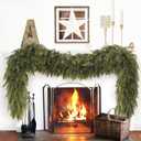 9ft Christmas Cedar Garland, Artificial Realistic Soft Green Garland, Christmas Decorations for Fireplace Mantel Staircase Table Doorframe Indoor Outdoor Holiday Home Decor