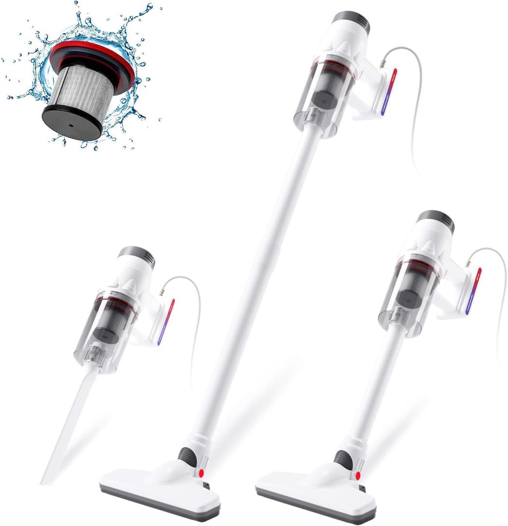 KEROMEE Corded Vacuum Cleaner, Handheld 5-in-1 Stick Lightweight Vacuum Broom Car Vacuum for Pet Hair Hardwood Floor Cat Litter Cleaning