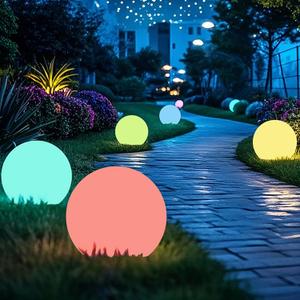 12 Inch Solar Ball Light, Outdoor Globe Light with Remote Control, 10 Modes RGB Color Changing, Waterproof Color Glow Solar Gazing Ball Sphere Lamp for Garden Yard Pathway Decor