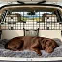 ERYTLLY Dog Car Barrier for SUVs, Vehicles, Dividers, Adjustable Heavy-Duty Wire Pet Gate, Foldable Car Pet Barrier with Mesh Bag, Car Accessories Safety Travel, for Cargo Area 36.6" to 64.5" Width (64.5 Inch [Triple Folding])