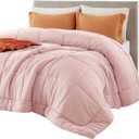 Bedsure Comforter Duvet Insert - Quilted Comforters Queen Size, All Season Duvet, GentleSoft Down Alternative Bedding, with 8 Tabs, Gifts for Women/Men, Pink, Queen 88 x 88 Inches