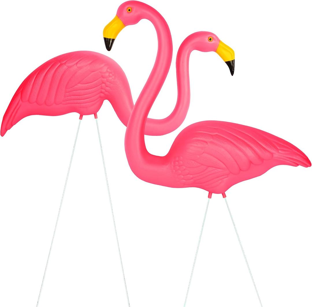 Pink Flamingo Yard Decorations Pack of 2 Flamingo Decor Ornaments for Outdoor Lawn and Garden