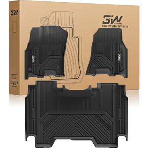 3W Floor Mats Fit for Dodge Ram 1500 Crew Cab 2025-2026 (w/o Rear Under-Seat Factory Storage Bucket Seat), TPE All Weather Custom Fit Floor Liner for Ram 1500 Accessories Row Car Mats, Black
