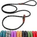 Fida Durable Slip Lead Dog Leash, 6 FT x 3/8" Heavy Duty Dog Loop Leashes, Comfortable Strong Rope Slip Leash for Small Dogs and Puppies, No Pull Pet Training Lead with Highly Reflective(3/8", Black)