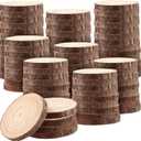 SOUJAP 100Pcs 3.5-4 Inch Natural Wood Slices, Unfinished Wooden Slices with Tree Bark, Wood Log Discs Circles for DIY Crafts, Centerpieces