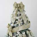 2 x MEEDEE 4 Inch Champagne Gold Snowflake Ribbon Satin Wired Christmas Tree Ribbon with Champagne Glitter Snowflake 10 Yards Champagne Gold Ribbons for Christmas Tree, Garlands, Topper Bow