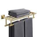 Alise Towel Rack, Towel Hanger with Double Towel Bars, Wall Mount Tower Holder for Bathroom and Lavatory, SUS 304 Stainless Steel Towel Shelf, Brushed Gold Finish, 20-Inch