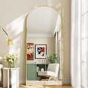26x71 Inch Full Body Mirror - Large Arched Full Length Mirror with Stand Aluminum Frame Wall Mounted Leaning for Bedroom Living Room (Gold)