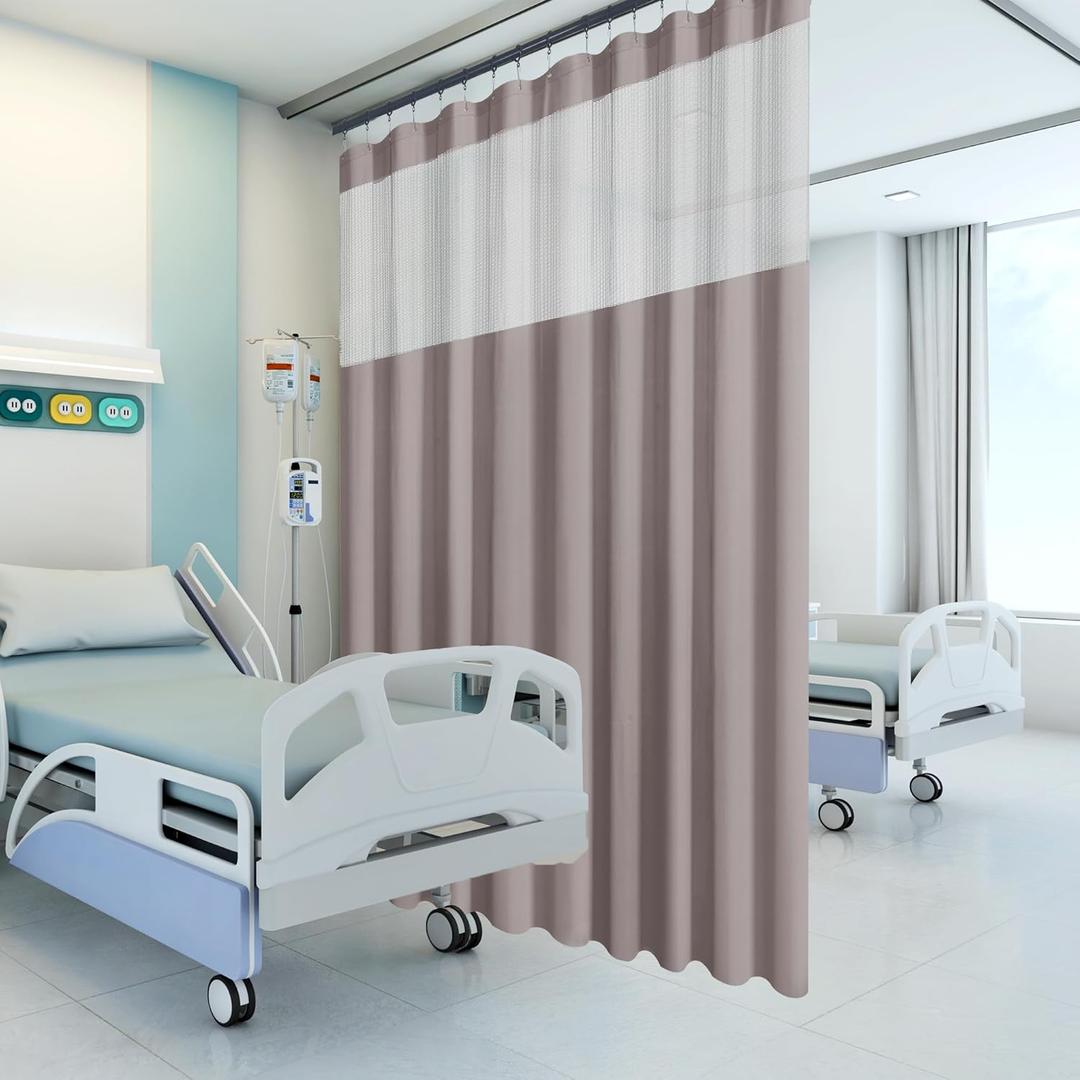 Flame Retardant Hospital Room Divider Grommet Cubicle Divider Privacy Medical Curtain for Hospital, Medical Clinic, Lab (1 Panel, 12x8FT, Grey)