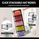 Hat Organizer for Baseball Caps, Hat Storage Box Showcase, Baseball Caps Collection Display Boxes Stackable, Dust-proof for Closet Cap Holder(Pack of 8)