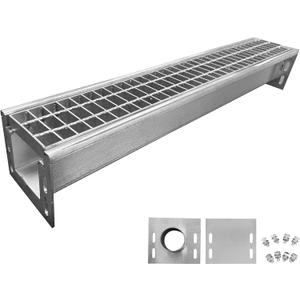 39.4x7.1x6.3in Stainless & Galvanized Steel Trench Drain