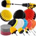 22 Pcs Drill Attachments Set, Scrub Pads & Sponge & Wire Brush, Power Scrubber with Extend Long Attachment, Drill Scrubber Brush Kit for Bathroom, Floor, Car, Grout