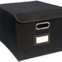 Foldable Storage Bin Cloth Decorative Basket with Lids Storage Box Organizer for Sundries, Black