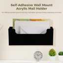 Homaisson Clear Acrylic Mail Holder Box for Desk or Wall Mount, Mail Organizer Countertop, Modern Wall Mounted or Tabletop Mailbox, Letter Storage Organizer Box (Black)