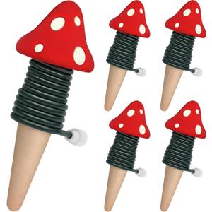 BYDOLL Plant Self-Watering Stakes Automatic Dripper Watering Spikes for Indoor Outdoor Bonsai,Houseplant Insert Devices for Vacation Garden use,Drip Irrigation System for Plant10 Pack (4.8''x1.7'', 5 Pack Mushroom)