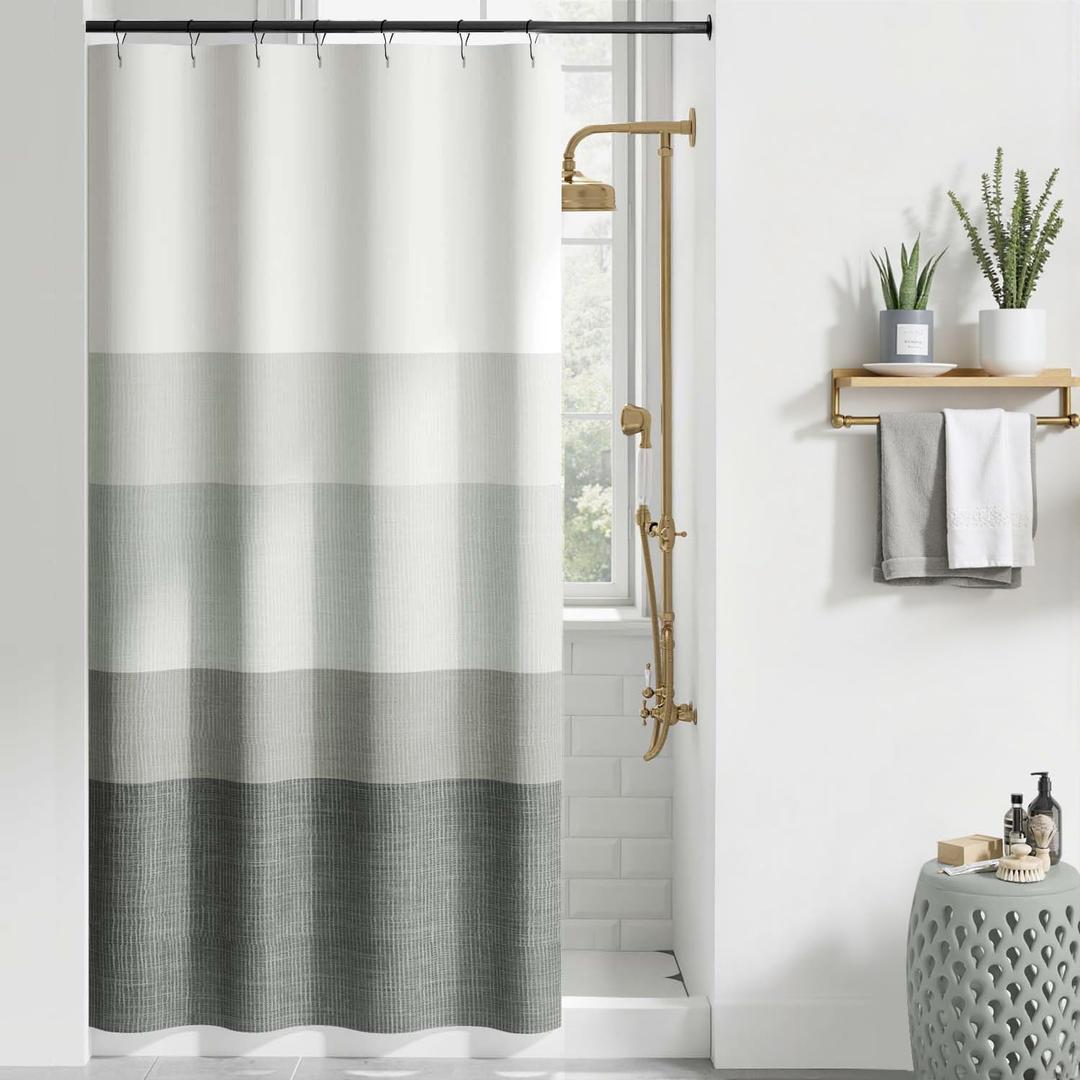 Jinchan Small Stall Shower Curtain 36x72 Inches Ombre Cloudy Grey Striped Shower Curtains for Bathroom Gradual Color Waterproof Fabric Minimalist Modern Neutral with 7 Hooks