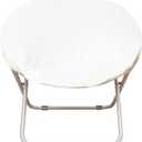 Stretchable Jacquard Slipcover, Saucer Chair Diameter to Fit: 75-76cm (29.5"-30"), Fox Velvet Fabric Removable Stretch-Up Moon Dish Round Circle Cushion Replacement for Fluffy Collapsible Chairs-White