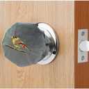 PANSHA Door Knob Cover Grey with Bird Embroidered 2 PCS, Soft Velvet Wall Protector, Decorative Door Knob Cushion Not to Dent Applicances