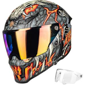 ILM Motorcycle Helmets for Adult Men Women Full Face DOT ECE Powersports Dual Visor Street Racing Helmet with Pinlock Cascos para Motos Model MF509 (Day1 Orange, XL)