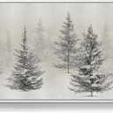 Framed Black and White Forest Landscape Wall Art, Modern Minimalist Pine Tree Canvas Art Prints, Contemporary Nature Pictures Wall Decor for Living Room Bedroom Dining Room Hallway Office 24x36 In