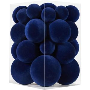 Velvet Christmas Ornaments Set 38Pcs Flocked Shatterproof Christmas Ornaments for Christmas Tree Decorations Xmas Decorative Hanging Christmas Ball Ornaments for Holiday Home Decor (Navy Blue)