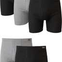 Hanes Men's Underwear Boxer Briefs Pack, Cotton ComfortSoft Boxer Brief for Men, Moisture-Wicking Breathable, 5 Pack, Black & Grey, S