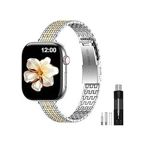 MioHHR Slim Metal Bands Compatible with Apple Watch Band Ultra 2/1 Series 10 9 8 7 SE 6 5 4 3 2 1, Thin Stainless Steel Chain Strap for Women iWatch Band 49mm 46mm 45mm 44mm 42mm 41mm 40mm 38mm