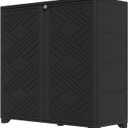 HOMSPARK Indoor/Outdoor Storage Cabinet with Doors and 1 Shelf, 34x15x34 HDPE Plastic Storage Box for Bedroom, Bathroom, Living Room, Balcony, Multi-Purpose for Daily Tools, Black