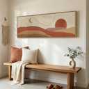 Framed Long Narrow Horizontal Boho Wall Art for Living Room, Bohemian Mid Century Modern Canvas Artwork for Walls,Earthy Sun Moon Desert Painting Print for Bedroom Hallway Wall Decor, 20x60 Inch, 57"L x 19"W