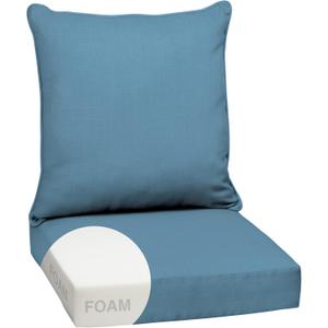 Arden Outdoor Foam Deep Seat Cushion Set, 24 in x 24 in, Weather-Proof, Rain-Proof, Fade Resistant Patio Cushion, Bottom and Back Cushion for Chair, Sofa, and Couch French Blue Texture