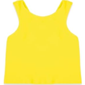 Yellow Sleeveless Cotton Lycra Square Neck Crop Top for Women (Yellow, XL)